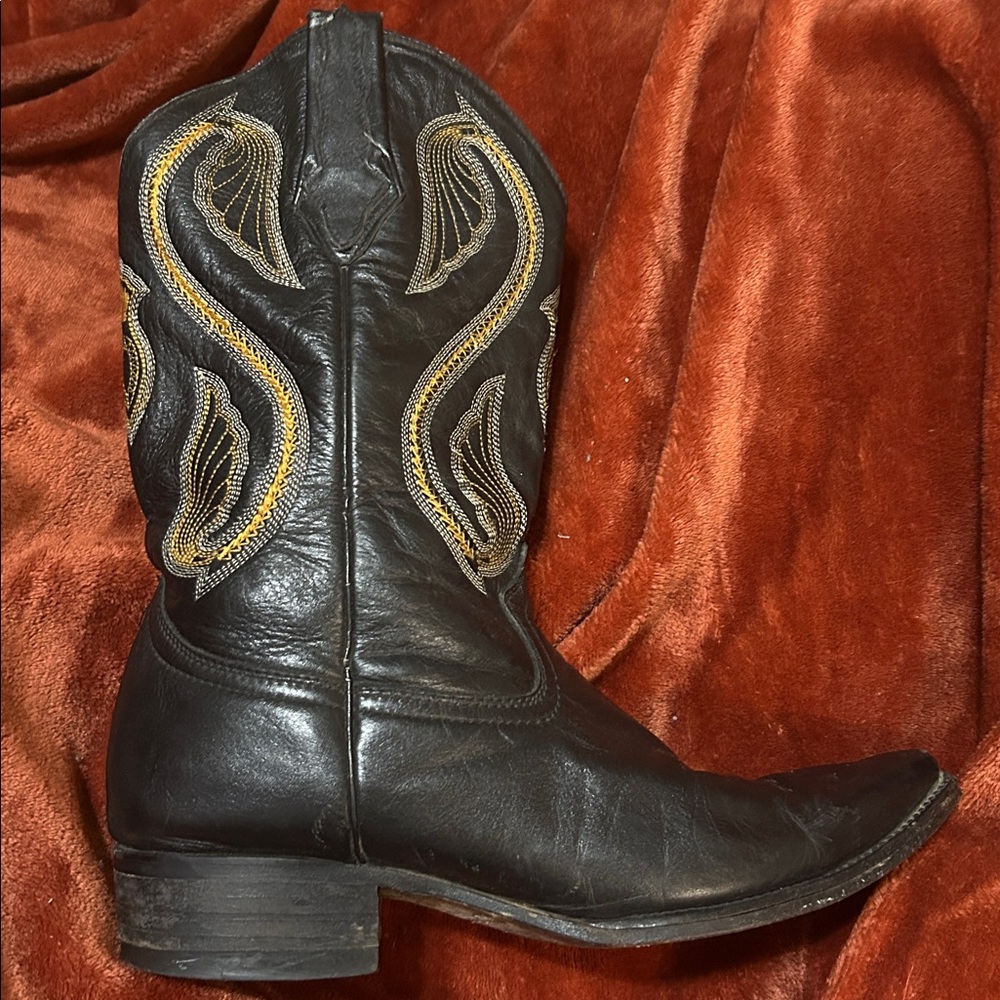 SALE-Donaldo Black Leather Authentic Cowboy Boots